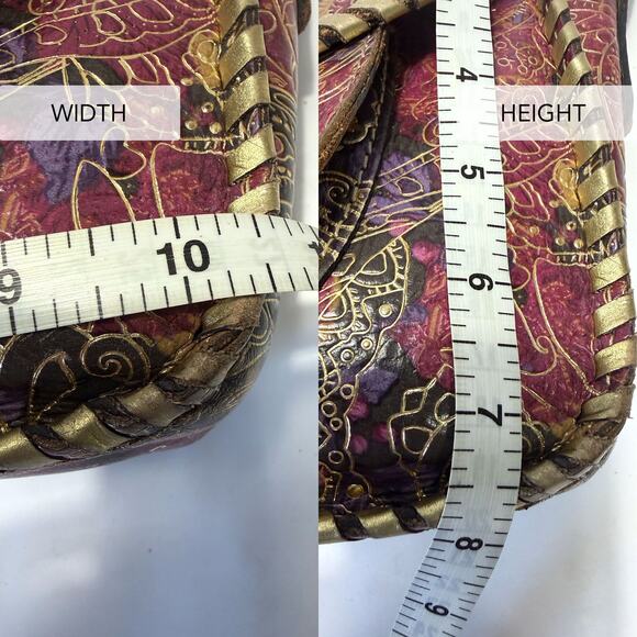 PATRICIA NASH Leather Metallic Tooled Lace Beaumont Flap Crossbody Bag in Multi - Picture 15 of 15